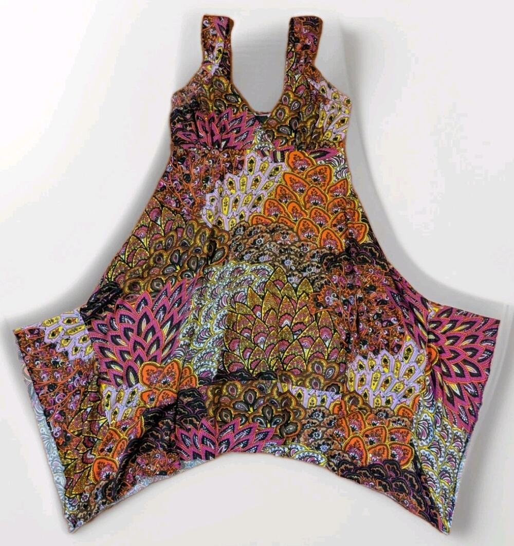 Hypnotik Babydoll Tunic Dress Womens S Boho Paisley Handkerchief Hem Y2K